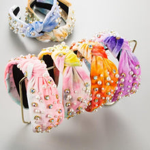 Load image into Gallery viewer, Rhinestone And Pearl Studded Tie Dye Headband
