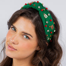 Load image into Gallery viewer, Green Holiday Top Knot Headband
