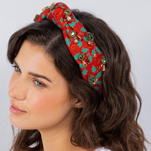 Load image into Gallery viewer, Red Holly Top Knot Headband
