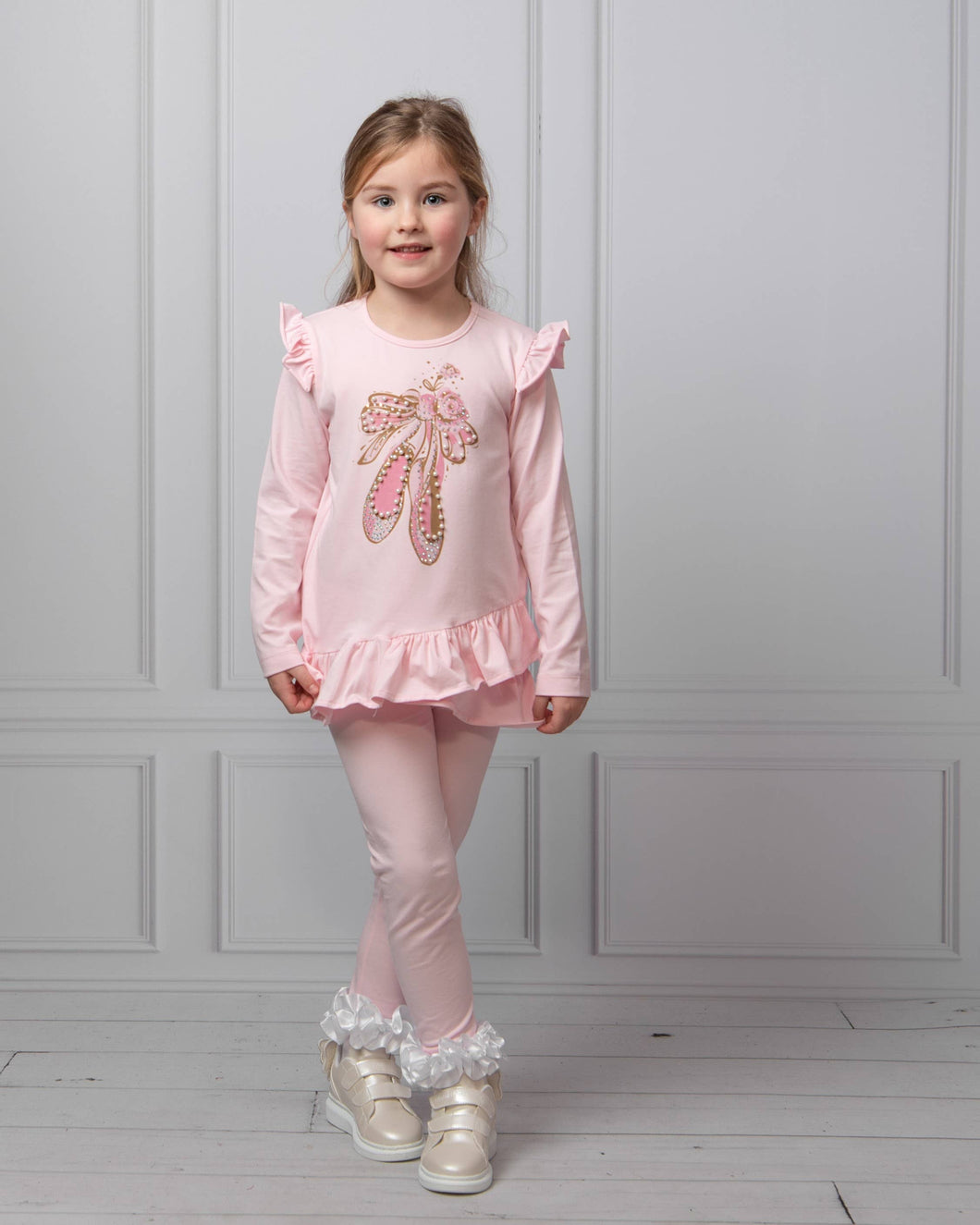 Pink Diamonte Ballet Pump Legging Set