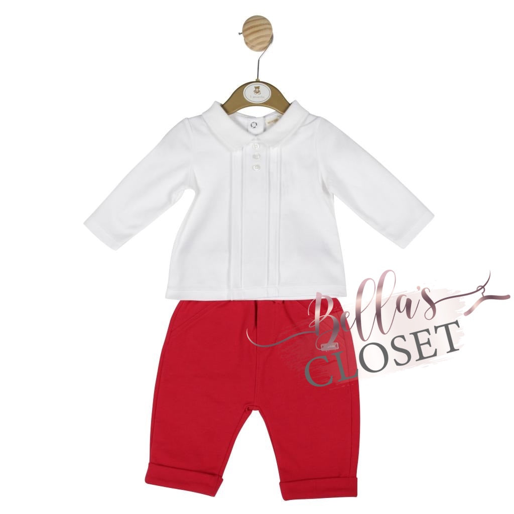 Boys white top & red pants