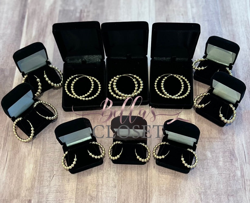 14k Gold beaded hoop earrings